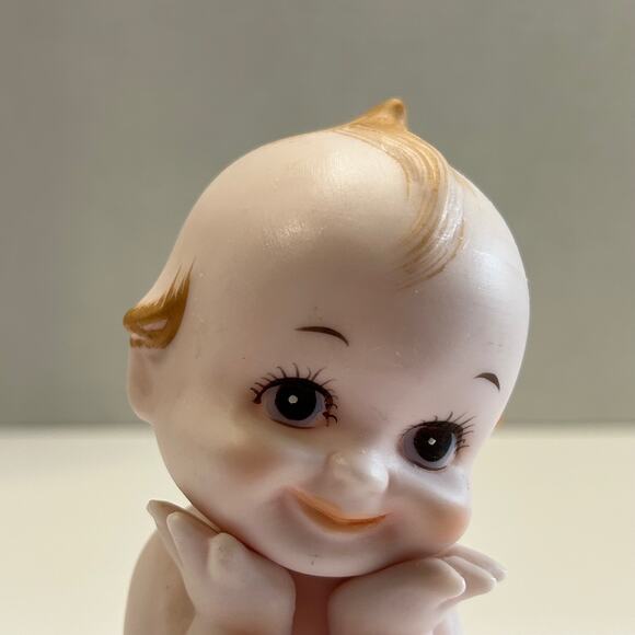 Vintage Norcrest Porcelain Bisque Kewpie Piano Baby Brown Eyes 5" Japan - Picture 6 of 10